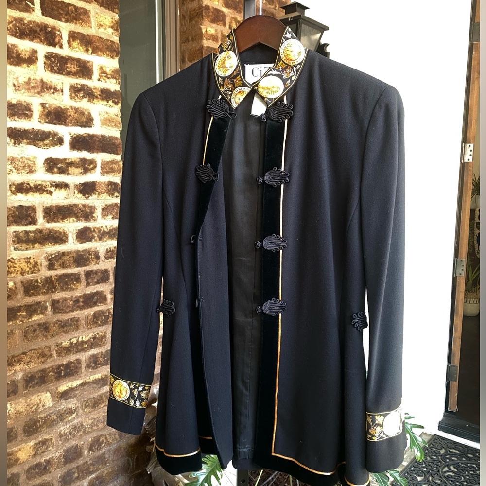 CiZi floral trim silk coat